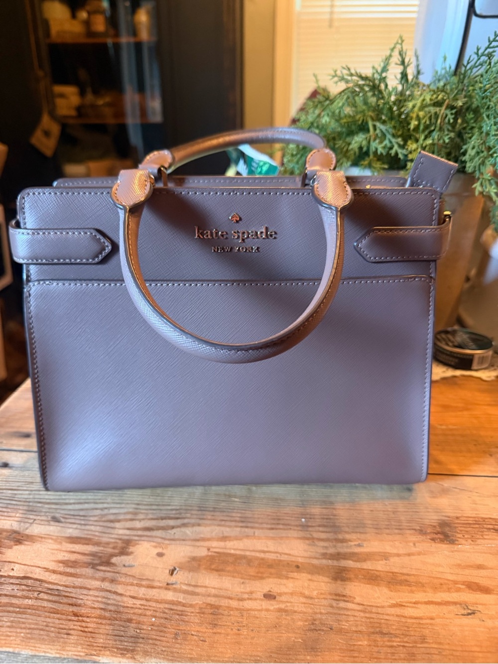 kate spade Mauve Leather Satchel with Top Handles
